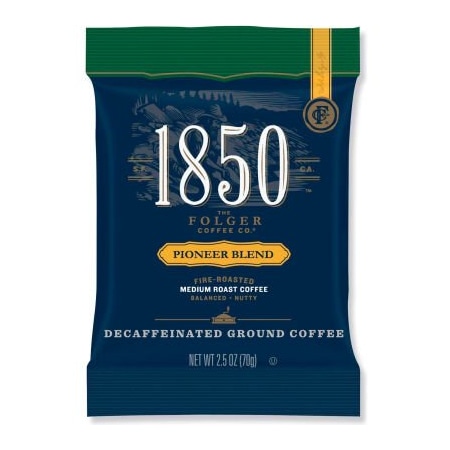 Folgers 1850 Coffee Fraction Packs, Pioneer Blend Decaf, Medium Roast, 2.5 oz Pack, 24 Packs/Carton 21513